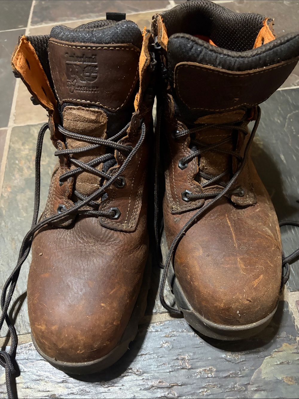 Timberland PRO Brown Work Boots with Orange Lining